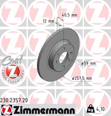 Zimmermann 230.2357.20 - Bremžu diski adetalas.lv