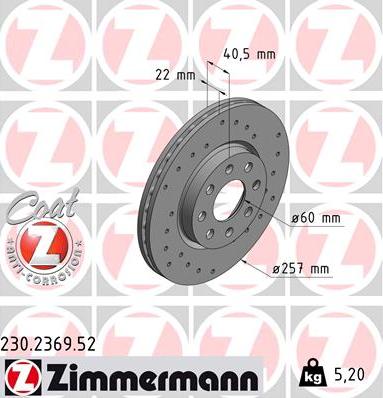 Zimmermann 230.2369.52 - Bremžu diski adetalas.lv