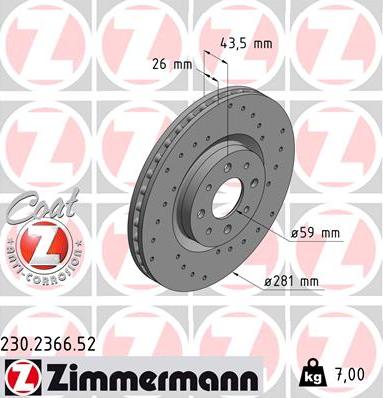 Zimmermann 230.2366.52 - Bremžu diski adetalas.lv