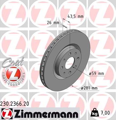 Zimmermann 230.2366.20 - Bremžu diski adetalas.lv