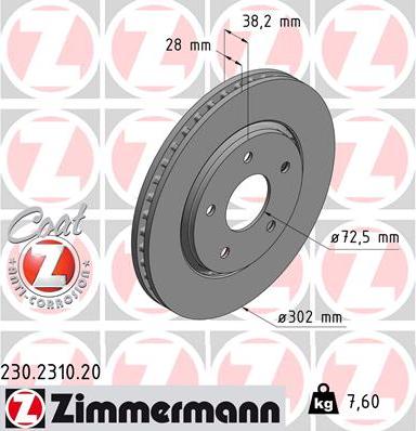 Zimmermann 230.2310.20 - Bremžu diski adetalas.lv