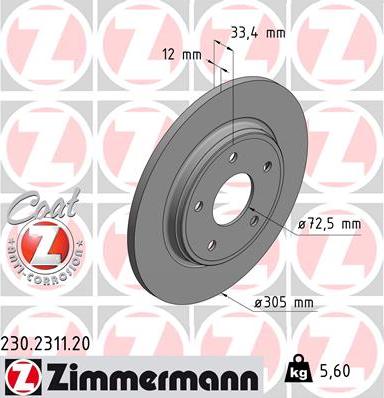 Zimmermann 230.2311.20 - Bremžu diski adetalas.lv