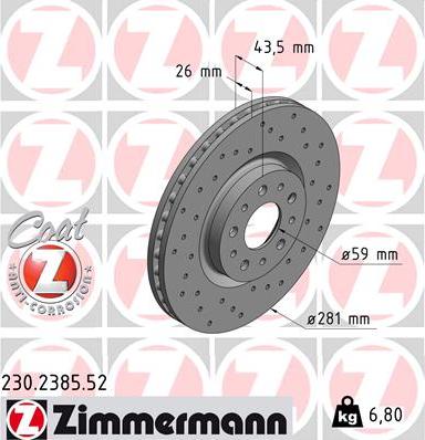 Zimmermann 230.2385.52 - Bremžu diski adetalas.lv