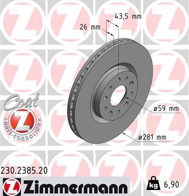 Zimmermann 230.2385.20 - Bremžu diski adetalas.lv