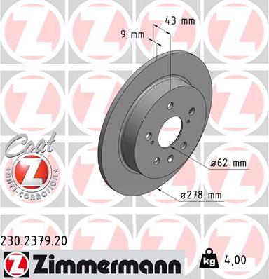 Zimmermann 230.2379.20 - Bremžu diski adetalas.lv