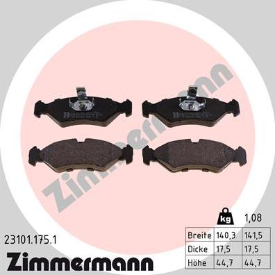 Zimmermann 23101.175.1 - Bremžu uzliku kompl., Disku bremzes adetalas.lv