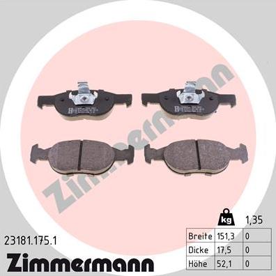 Zimmermann 23181.175.1 - Bremžu uzliku kompl., Disku bremzes adetalas.lv