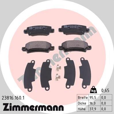 Zimmermann 23816.160.1 - Bremžu uzliku kompl., Disku bremzes adetalas.lv