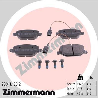 Zimmermann 23811.180.2 - Bremžu uzliku kompl., Disku bremzes adetalas.lv