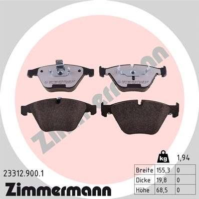 Zimmermann 23312.900.1 - Bremžu uzliku kompl., Disku bremzes adetalas.lv