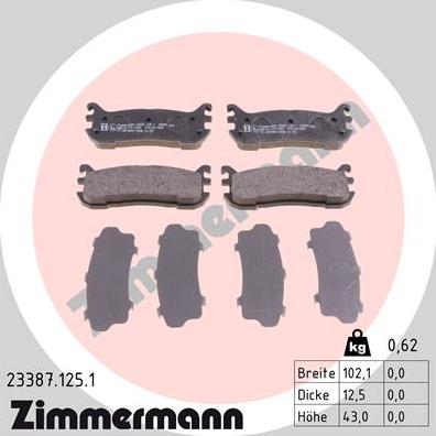 Zimmermann 23387.125.1 - Bremžu uzliku kompl., Disku bremzes adetalas.lv