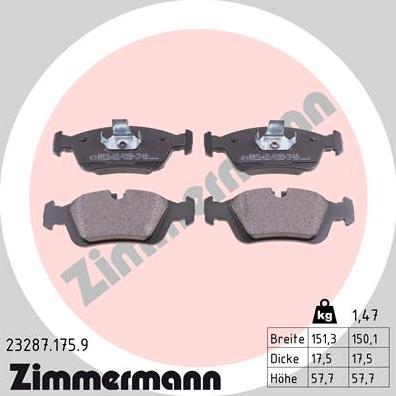 Zimmermann 23287.175.9 - Bremžu uzliku kompl., Disku bremzes adetalas.lv