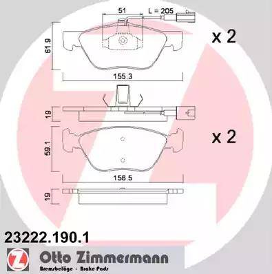 Zimmermann 23222.190.1 - Bremžu uzliku kompl., Disku bremzes adetalas.lv