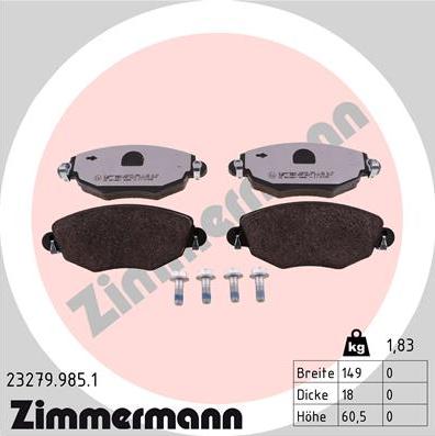 Zimmermann 23279.985.1 - Bremžu uzliku kompl., Disku bremzes adetalas.lv