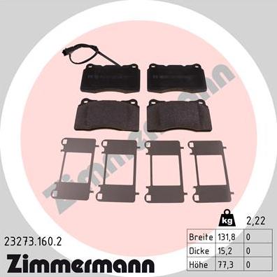 Zimmermann 23273.160.2 - Bremžu uzliku kompl., Disku bremzes adetalas.lv