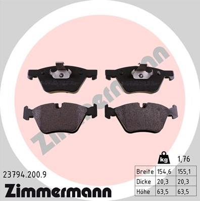 Zimmermann 23794.200.9 - Bremžu uzliku kompl., Disku bremzes adetalas.lv