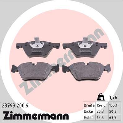 Zimmermann 23793.200.9 - Bremžu uzliku kompl., Disku bremzes adetalas.lv