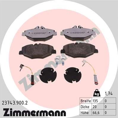 Zimmermann 23743.900.2 - Bremžu uzliku kompl., Disku bremzes adetalas.lv