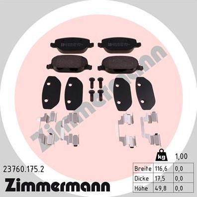 Zimmermann 23760.175.2 - Bremžu uzliku kompl., Disku bremzes adetalas.lv