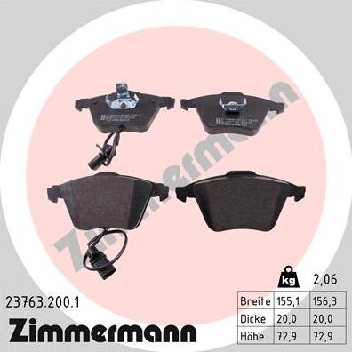 Zimmermann 23763.200.1 - Bremžu uzliku kompl., Disku bremzes adetalas.lv