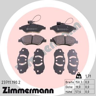 Zimmermann 23711.190.2 - Bremžu uzliku kompl., Disku bremzes adetalas.lv