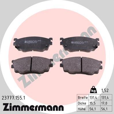 Zimmermann 23777.155.1 - Bremžu uzliku kompl., Disku bremzes adetalas.lv