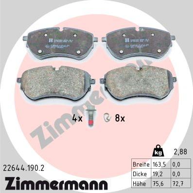 Zimmermann 22644.190.2 - Bremžu uzliku kompl., Disku bremzes adetalas.lv