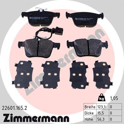 Zimmermann 22601.165.2 - Bremžu uzliku kompl., Disku bremzes adetalas.lv