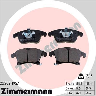 Zimmermann 22269.195.1 - Bremžu uzliku kompl., Disku bremzes adetalas.lv