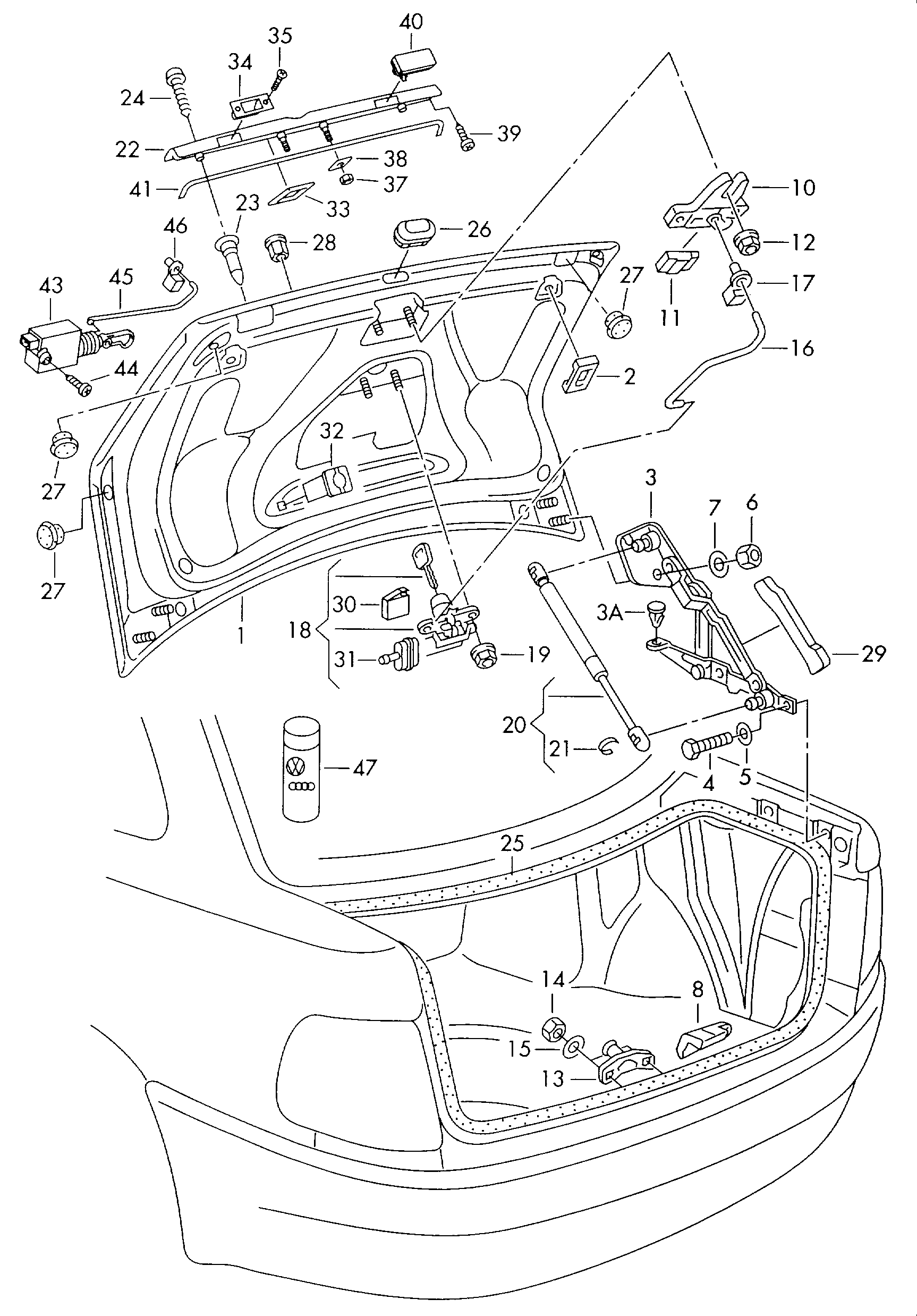 AUDI 8D5 827 552 F - Gāzes atspere, Bagāžas / Kravas nodalījuma vāks adetalas.lv