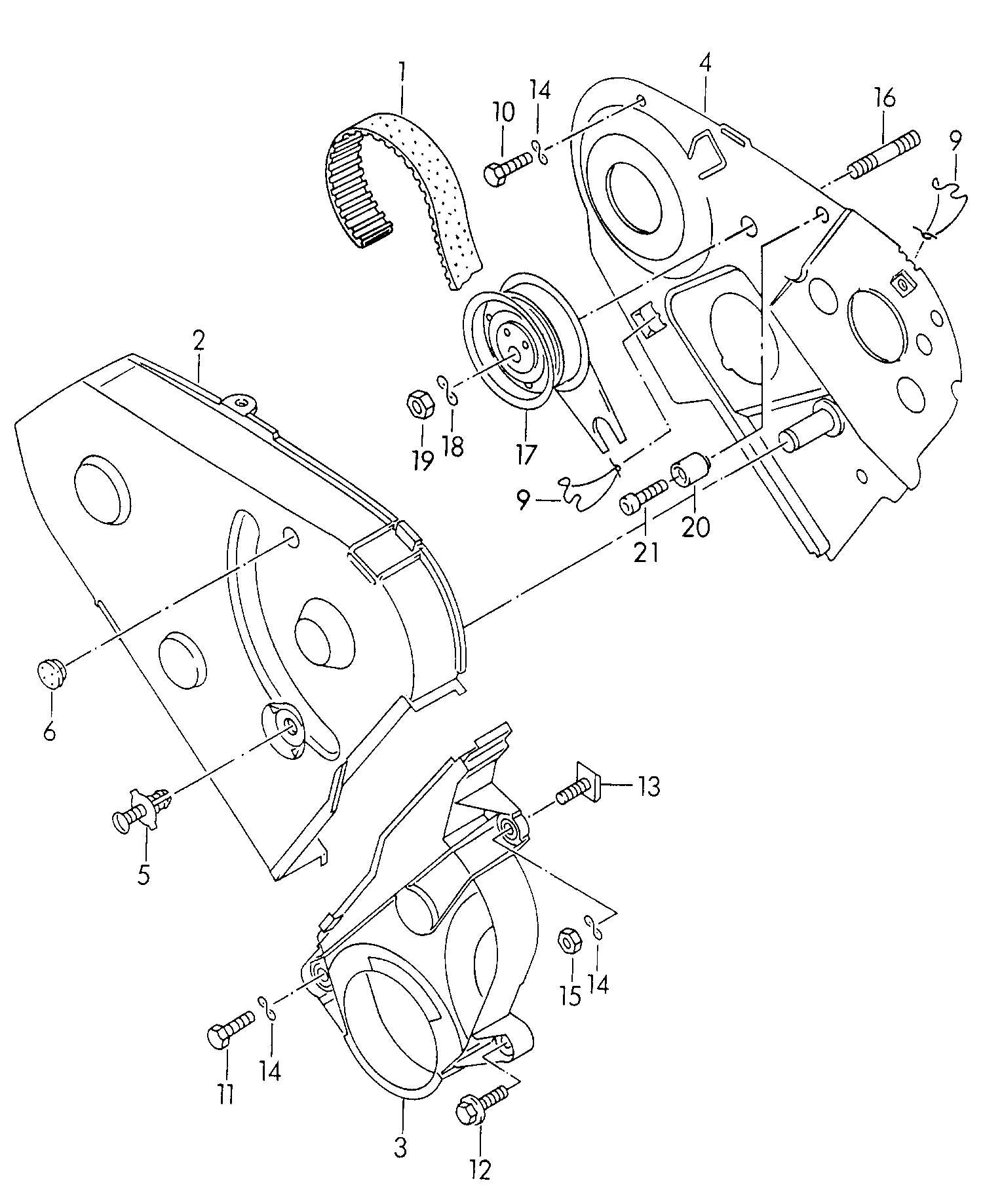 VAG 028 109 243F - Spriegotājrullītis, Gāzu sadales mehānisma piedziņas siksna adetalas.lv