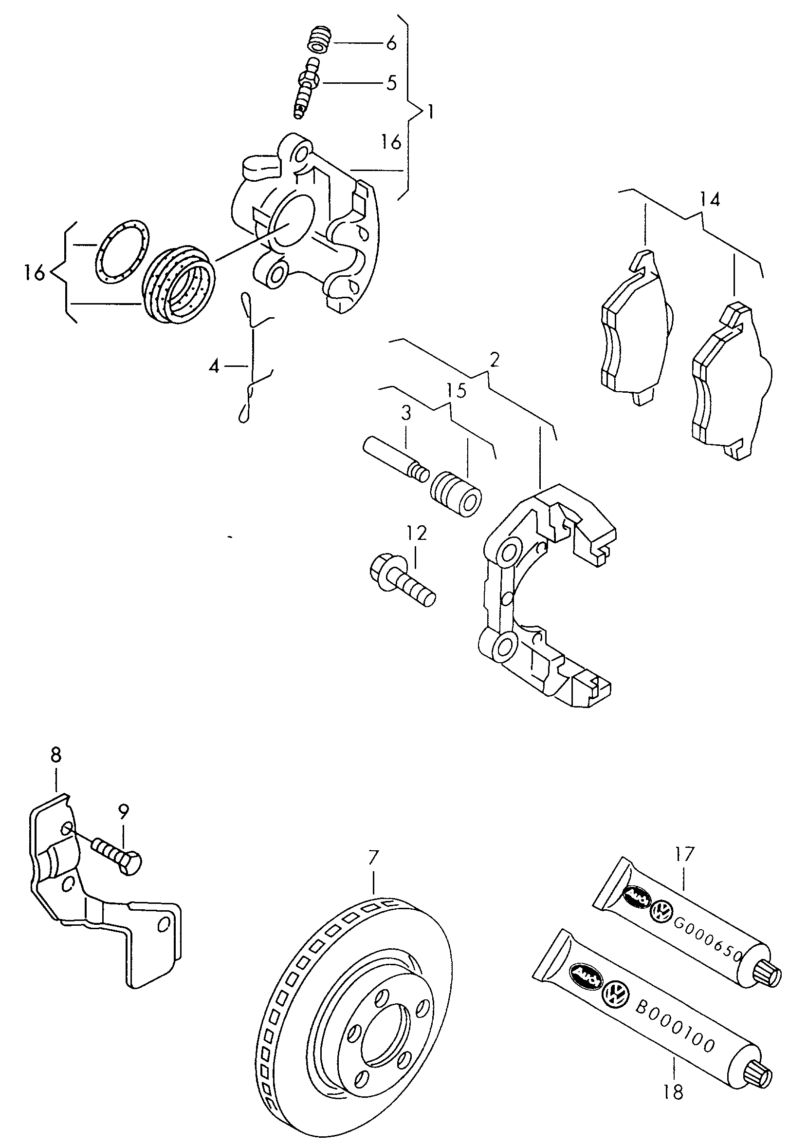 Skoda 4B0 698 151 B - Bremžu uzliku kompl., Disku bremzes adetalas.lv