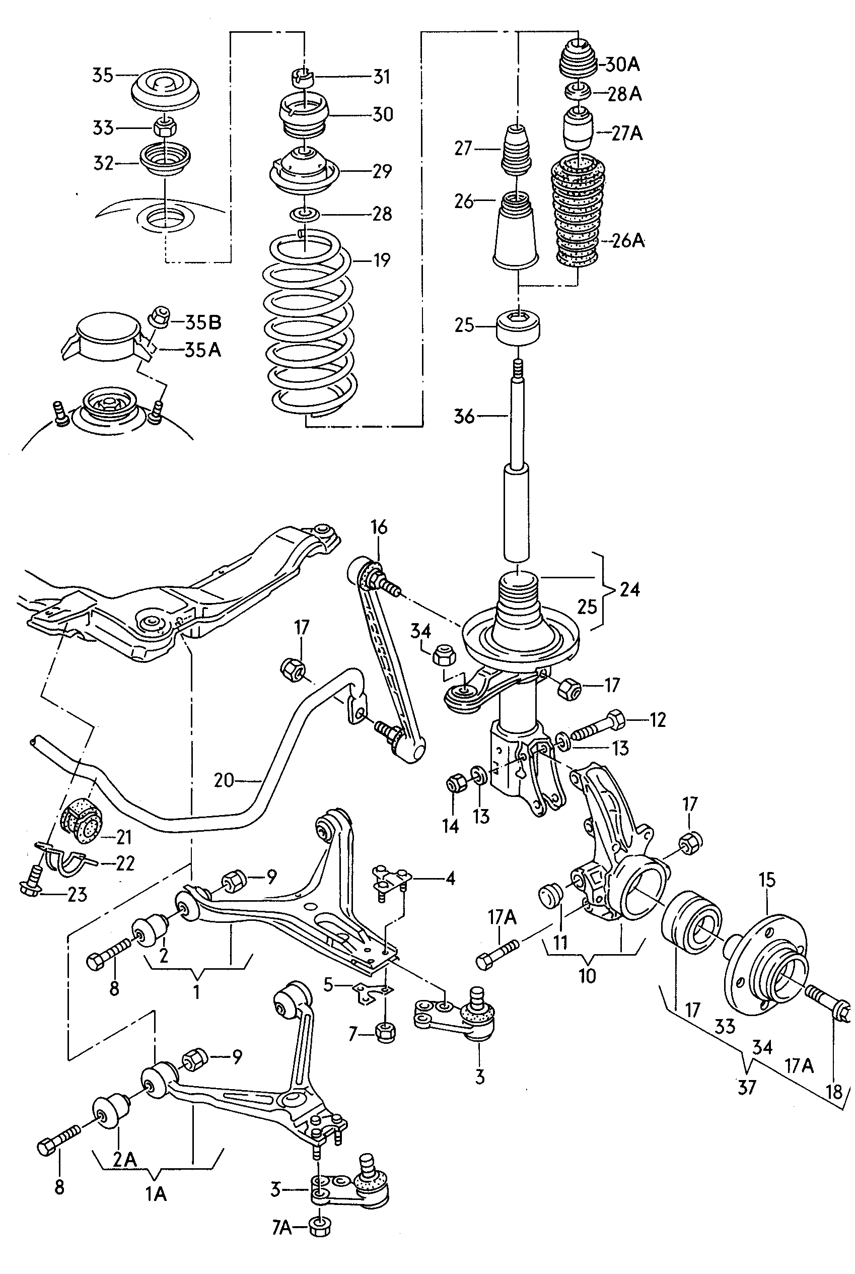 VW 8A0 407 465 - Stiepnis / Atsaite, Stabilizators adetalas.lv