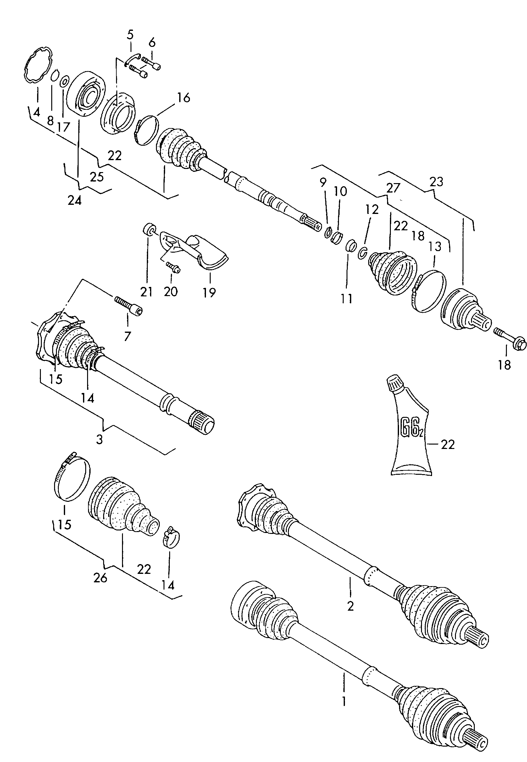 AUDI 893 498 099 GX - Šarnīru komplekts, Piedziņas vārpsta adetalas.lv