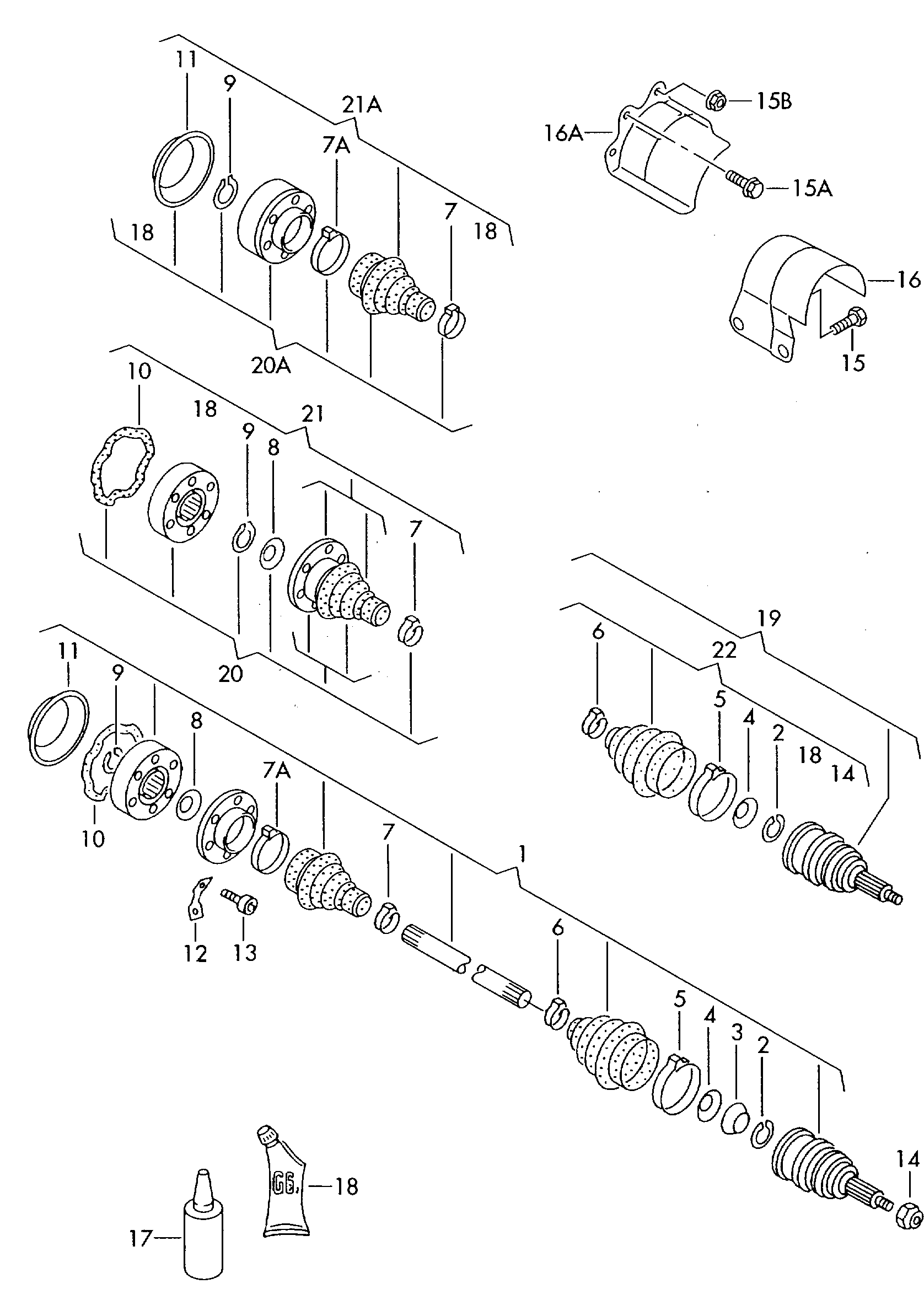 VAG 1K0498103B - Šarnīru komplekts, Piedziņas vārpsta adetalas.lv