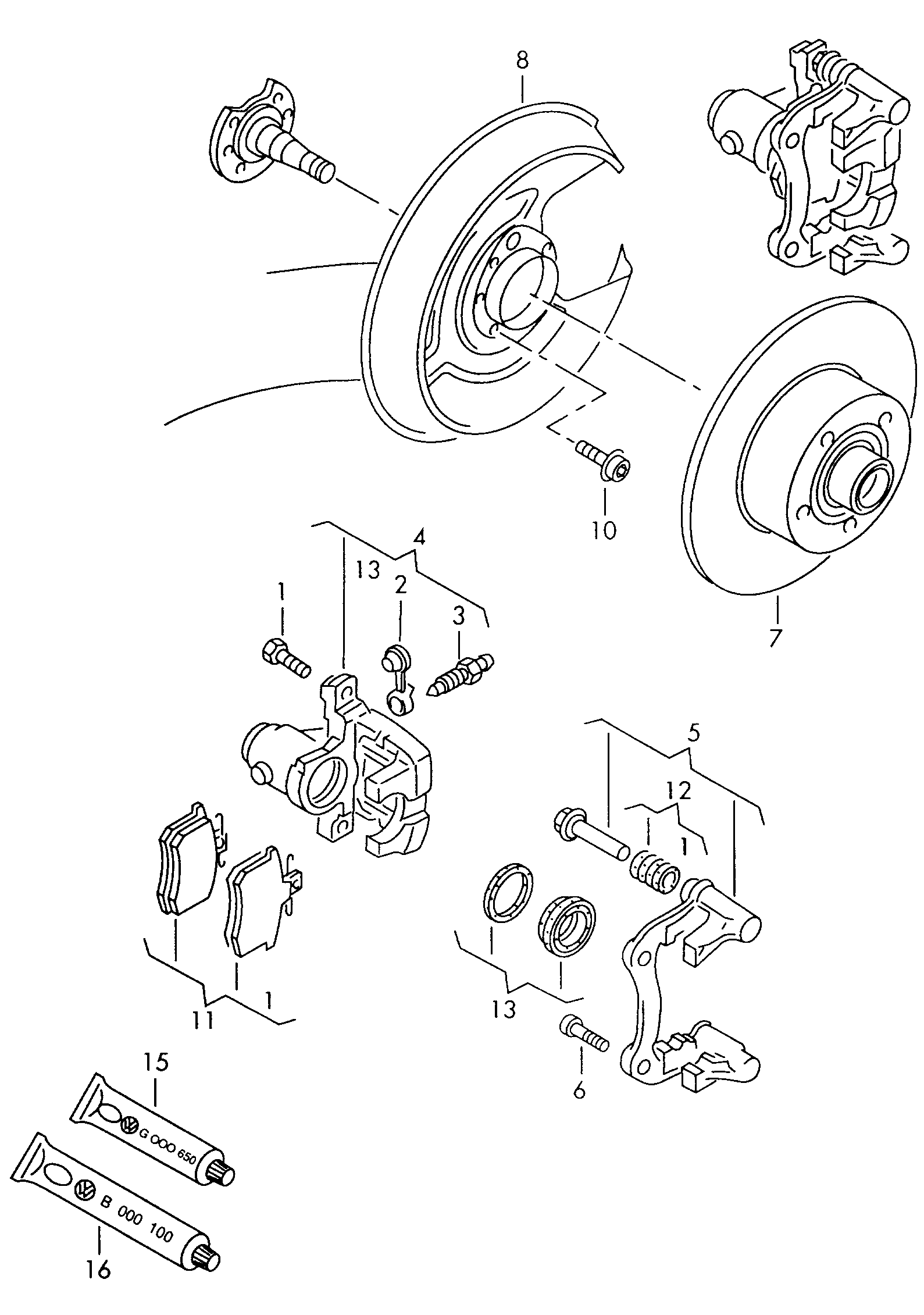 VW 4D0 698 451 B - Bremžu uzliku kompl., Disku bremzes adetalas.lv