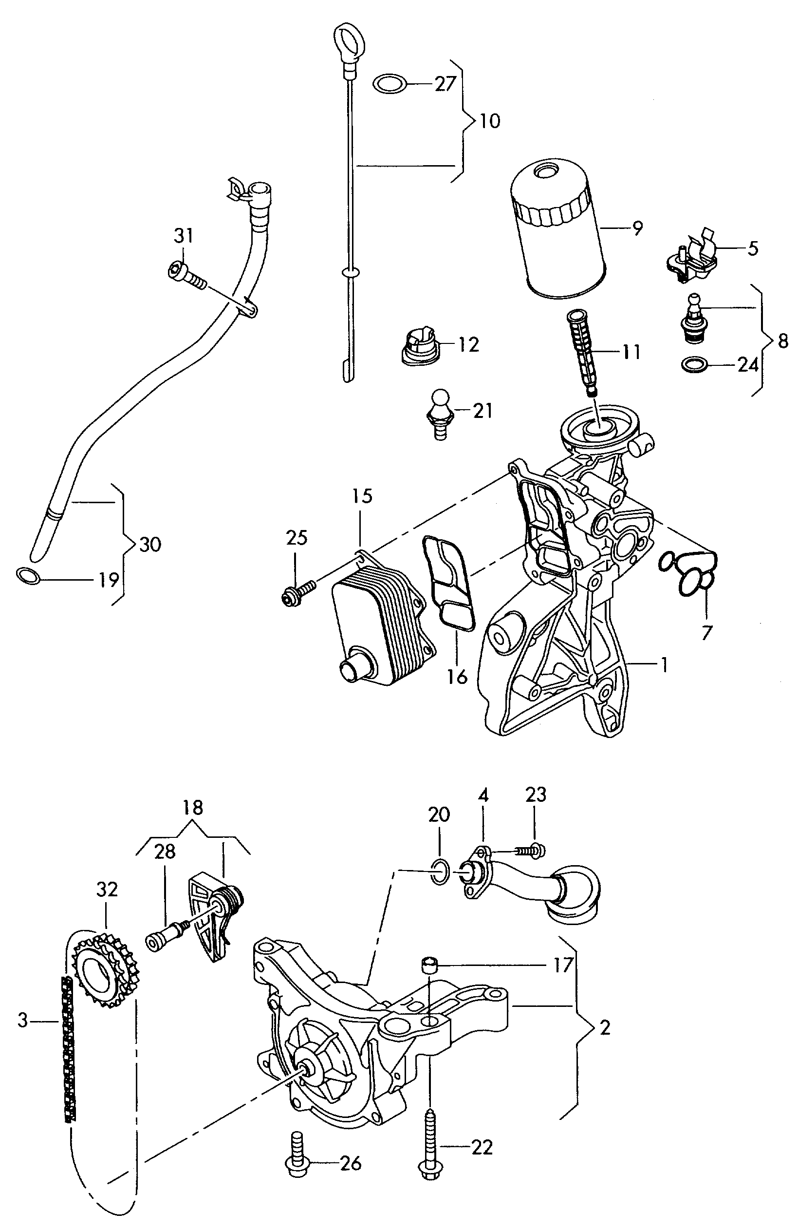 Skoda 06H 115 225 N - Ķēdes komplekts, Eļļas sūkņa piedziņa adetalas.lv