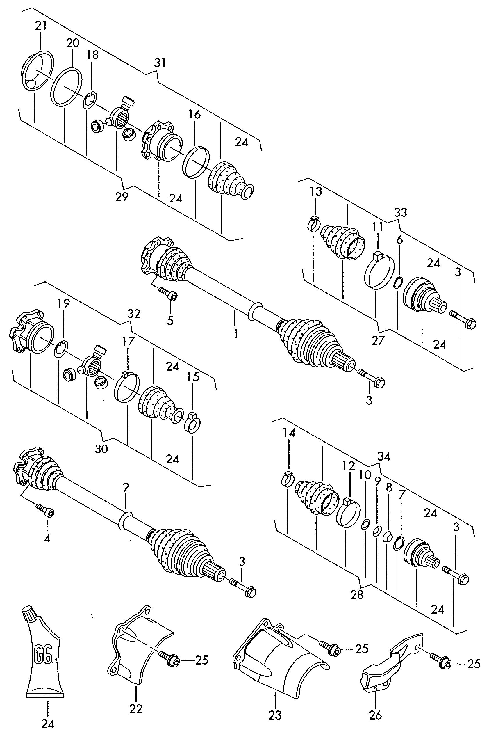 Skoda 4E0 498 103 - Šarnīru komplekts, Piedziņas vārpsta adetalas.lv