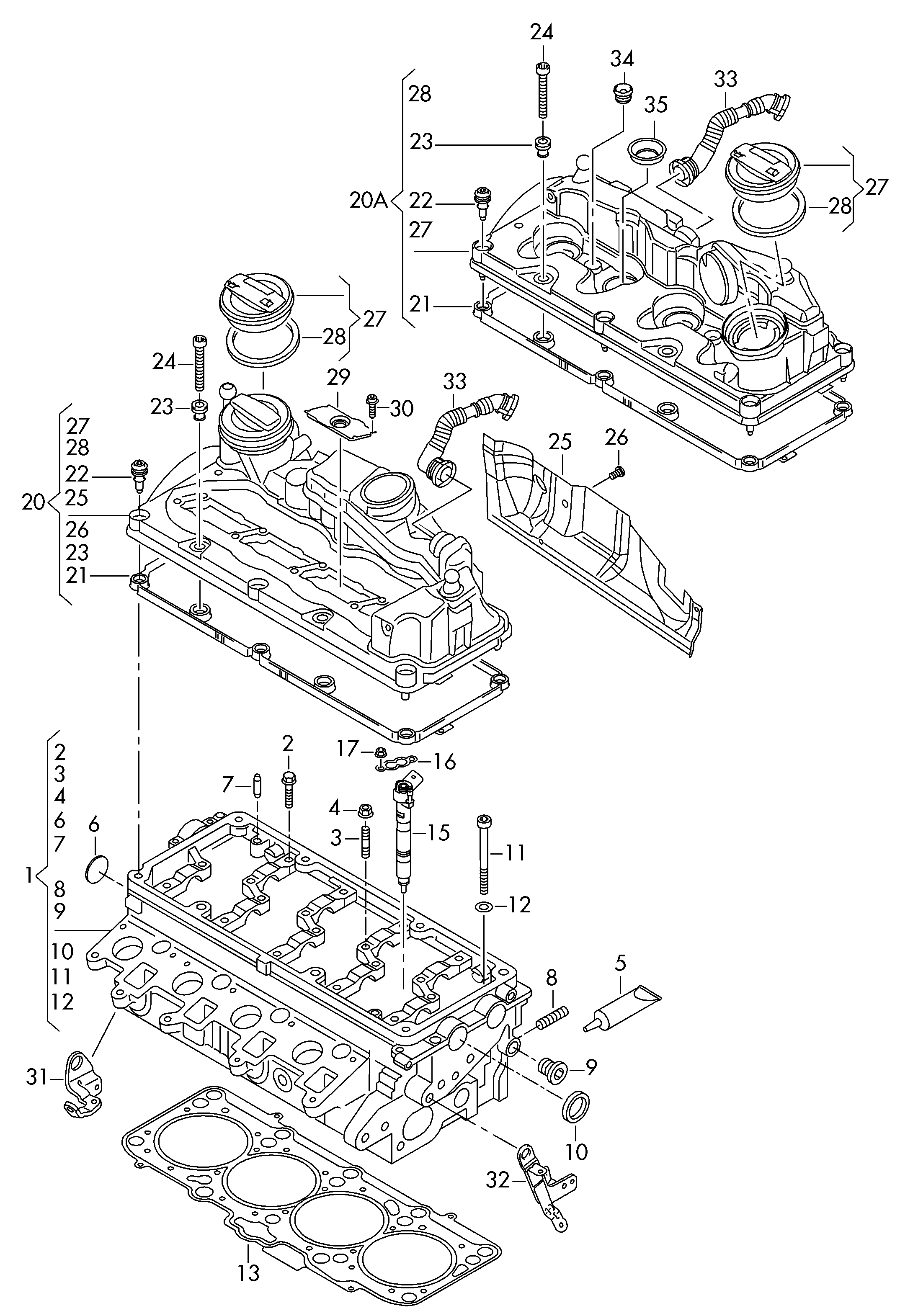 AUDI 03L103265D - Cilindru galva adetalas.lv