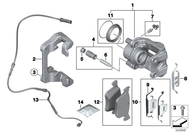 BMW 34116850972 - Virzītājčaulu komplekts, Bremžu suports adetalas.lv