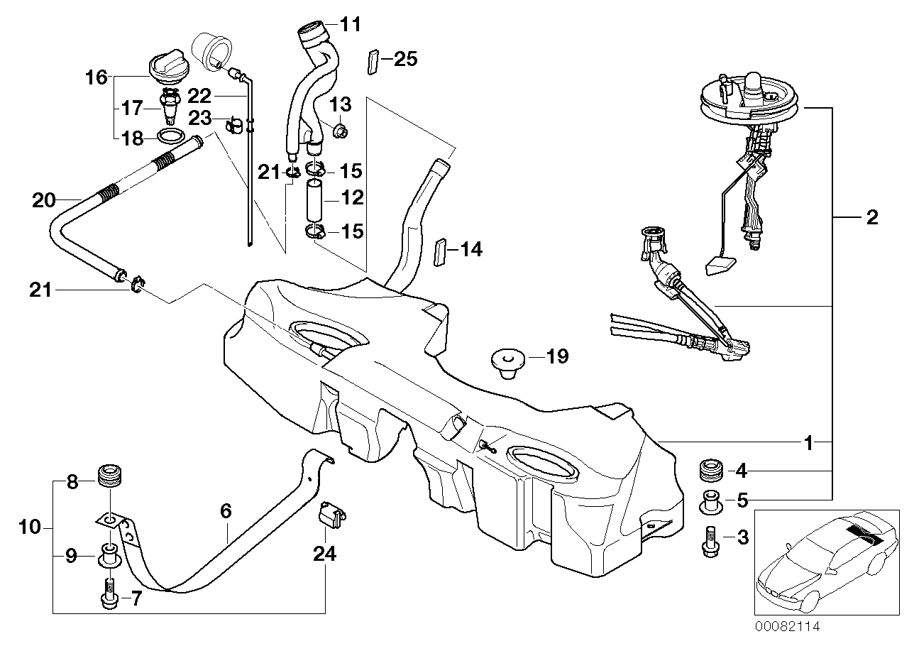 BMW 16 11 1 184 731 - Vāciņš, Degvielas tvertne adetalas.lv