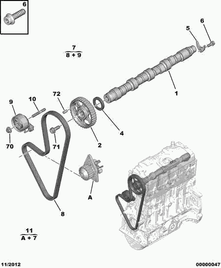 CITROËN 0829.90 - Spriegotājrullītis, Gāzu sadales mehānisma piedziņas siksna adetalas.lv