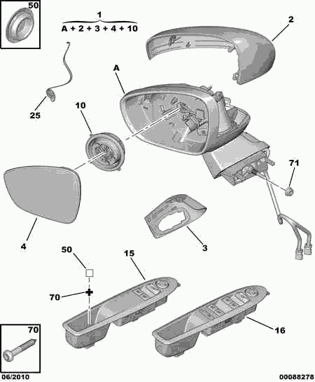 CITROËN 8152 Q0 - Korpuss, Ārējais atpakaļskata spogulis adetalas.lv