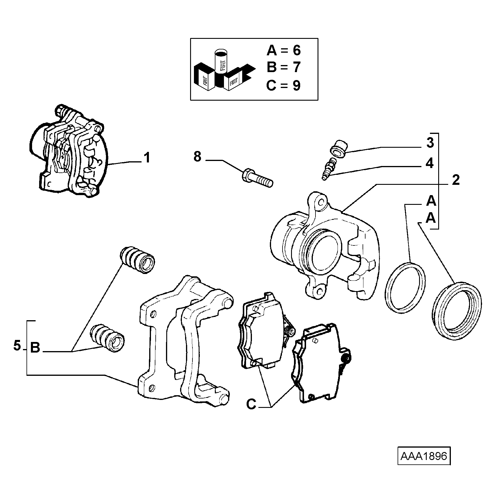 Alfarome/Fiat/Lanci 5892735 - Bremžu uzliku kompl., Disku bremzes adetalas.lv