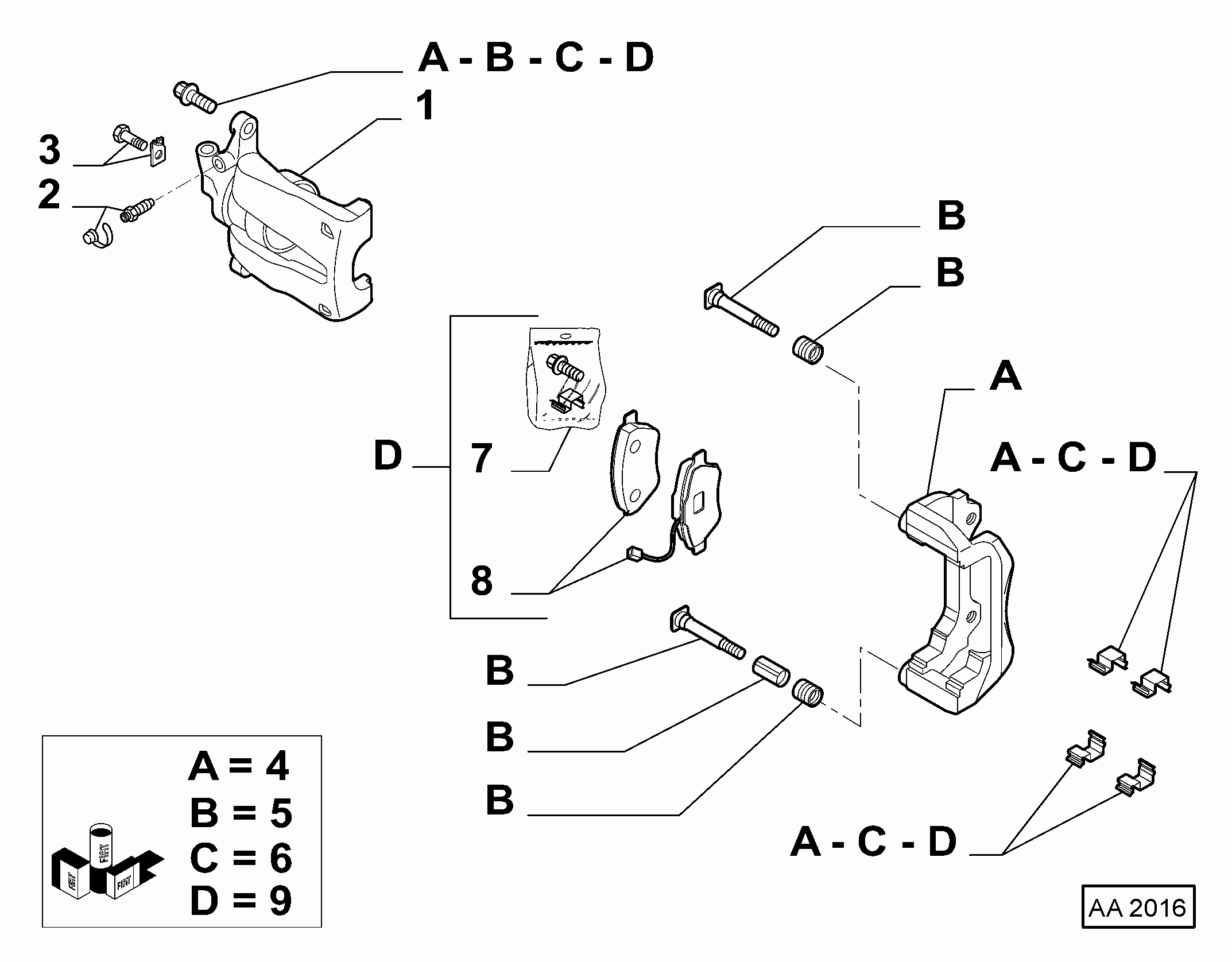 Alfarome/Fiat/Lanci 71770120 - Bremžu uzliku kompl., Disku bremzes adetalas.lv