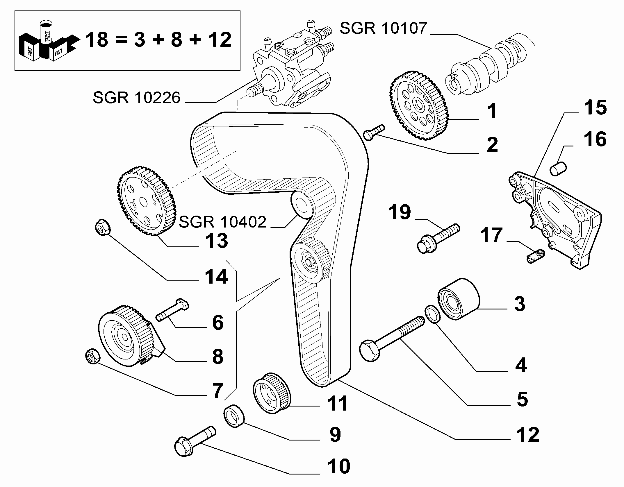 General Motors 55238027 - Spriegotājrullītis, Gāzu sadales mehānisma piedziņas siksna adetalas.lv