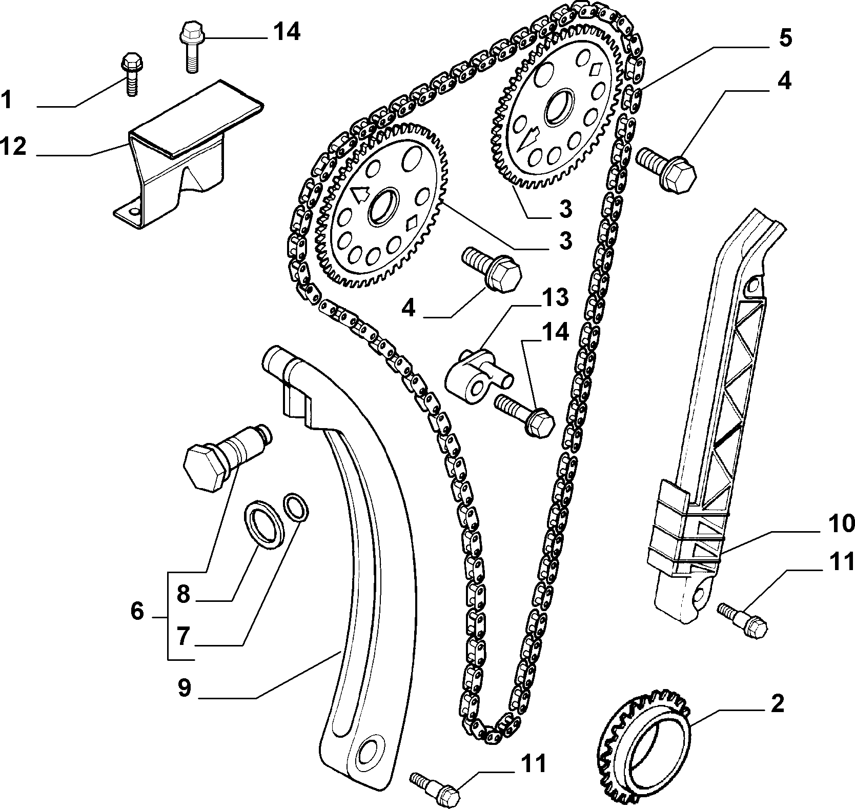 FIAT 71739372 - Sadales vārpstas piedziņas ķēdes komplekts adetalas.lv