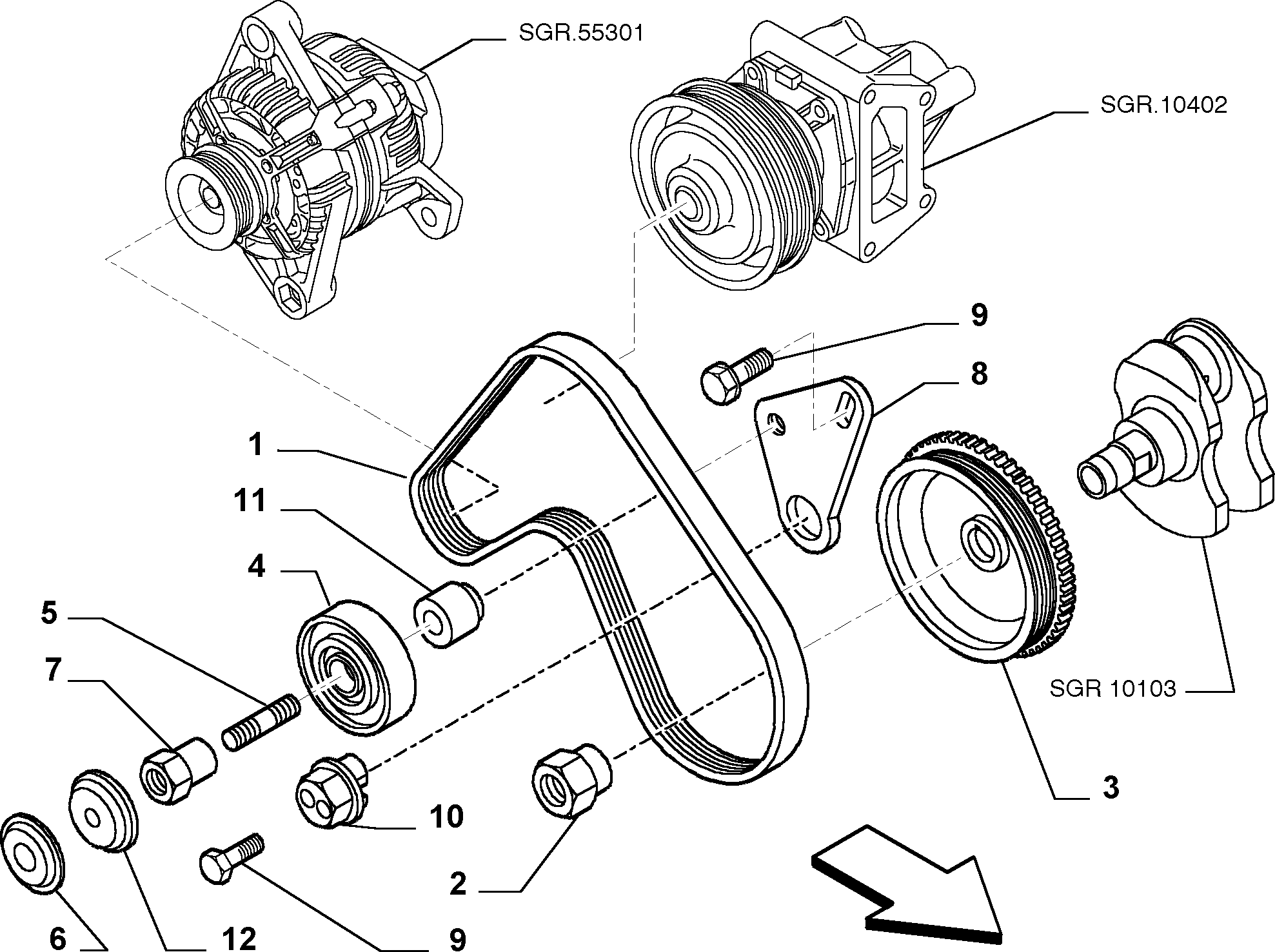 FIAT 46537101 - Parazīt / Vadrullītis, Ķīļrievu siksna adetalas.lv