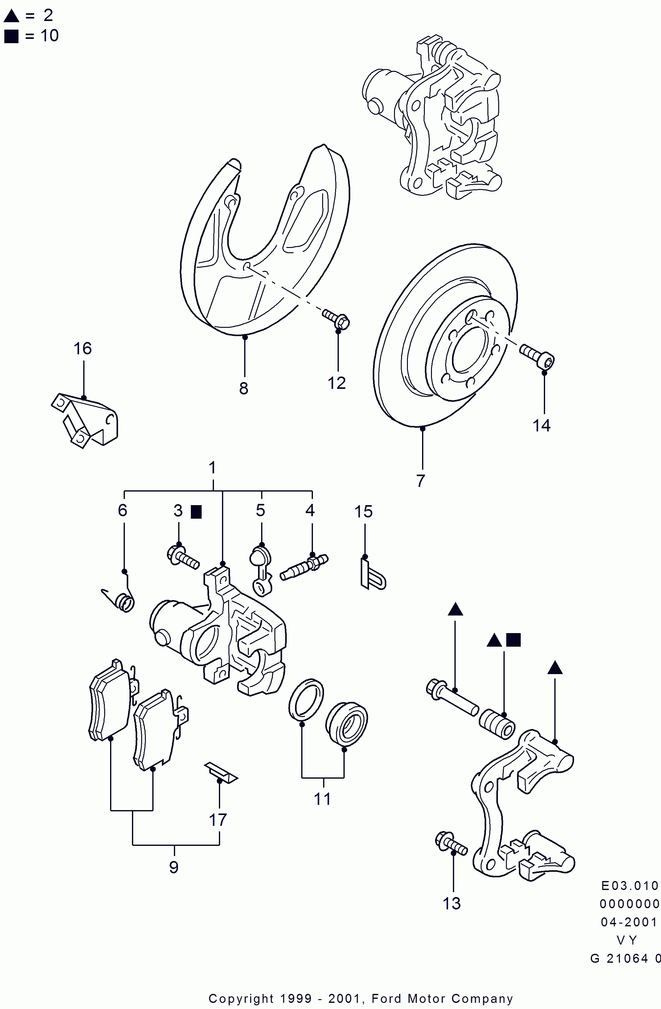 FORD 1003421 - Virzītājčaulu komplekts, Bremžu suports adetalas.lv