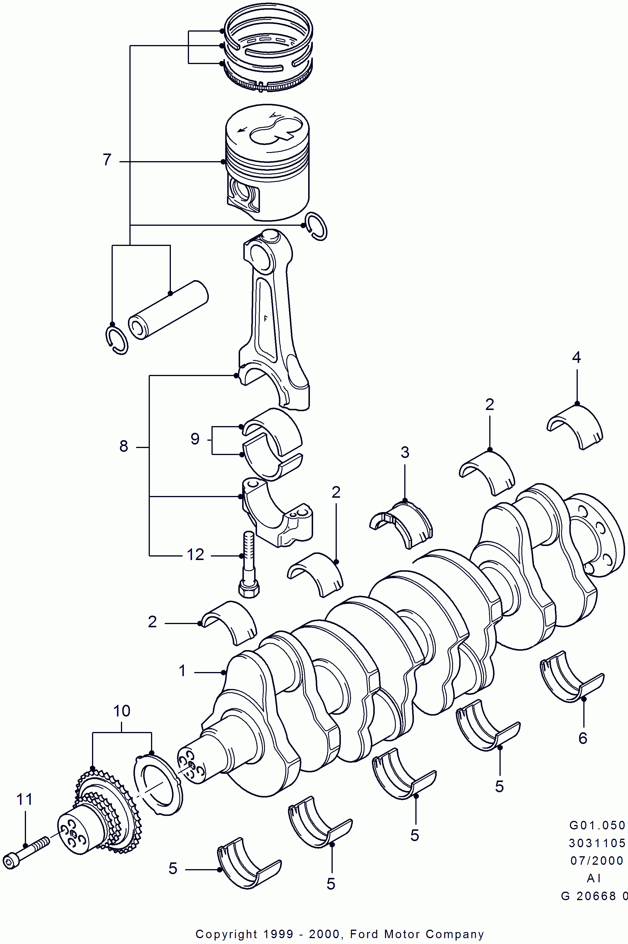 FORD 1716882 - Kloķvārpstas gultņu komplekts adetalas.lv